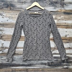 Flower pattern lace mesh shirt